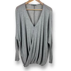 Cherish Women's Size M Vneck Wrap Sweater Gray Lightweight Flowy‎ Draped Tunic